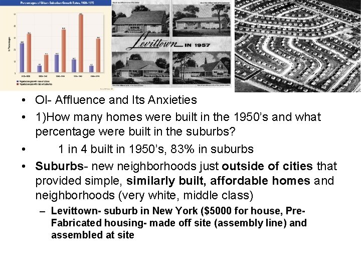  • OI- Affluence and Its Anxieties • 1)How many homes were built in