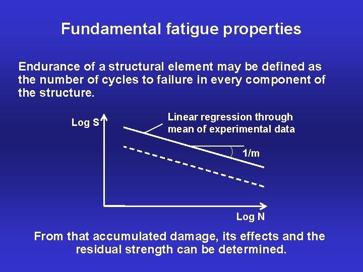 Fundamental fatigue properties Endurance of a structural element may be defined as the number