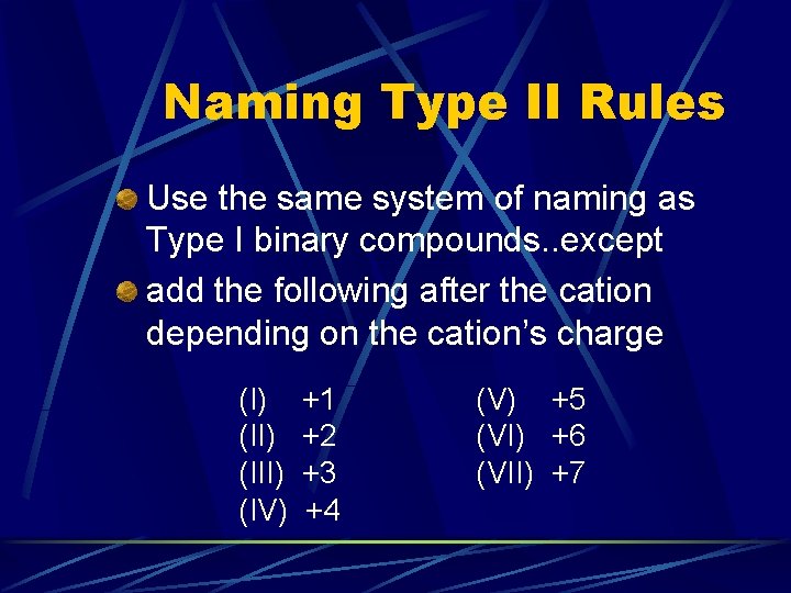 Naming Type II Rules Use the same system of naming as Type I binary