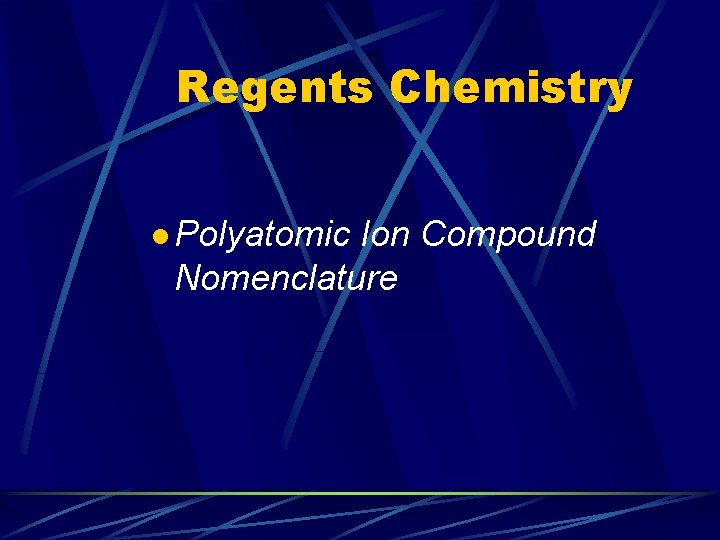 Regents Chemistry l Polyatomic Ion Compound Nomenclature 