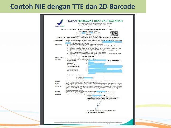 Contoh NIE dengan TTE dan 2 D Barcode 