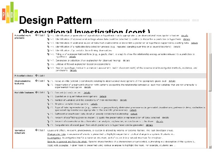Design Pattern Observational Investigation (cont. ) 