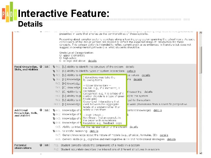 Interactive Feature: Details 