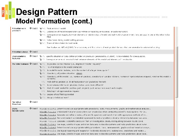 Design Pattern Model Formation (cont. ) 