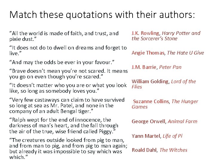 Match these quotations with their authors: ”All the world is made of faith, and