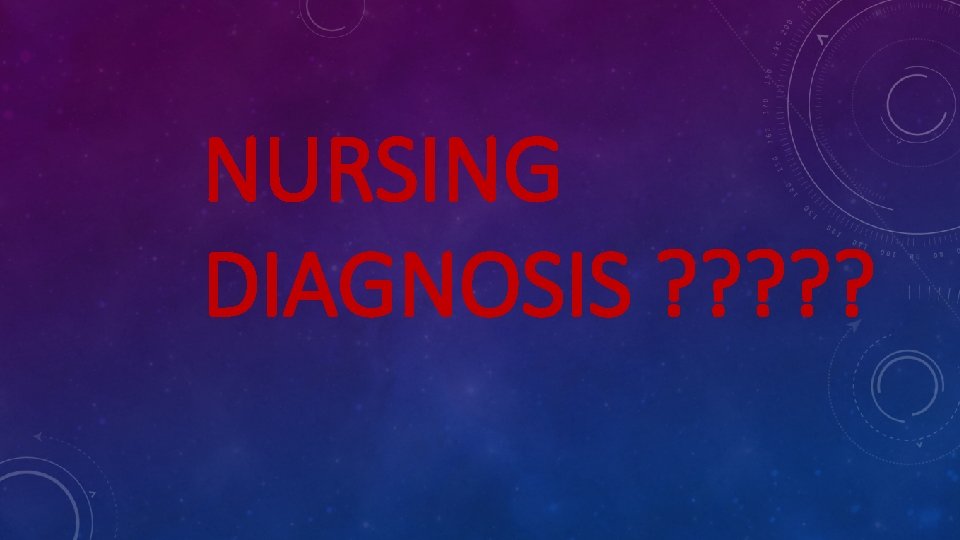 NURSING DIAGNOSIS ? ? ? 