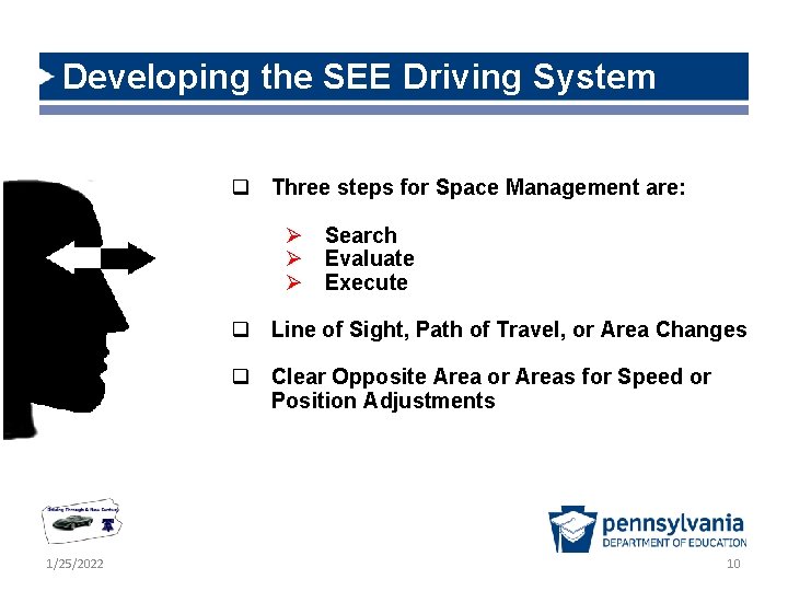 Developing the SEE Driving System q Three steps for Space Management are: Ø Search