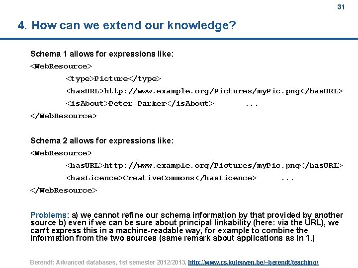 31 4. How can we extend our knowledge? Schema 1 allows for expressions like: