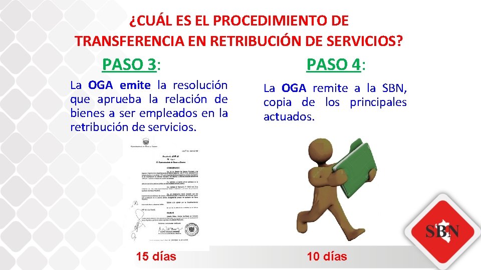 ¿CUÁL ES EL PROCEDIMIENTO DE TRANSFERENCIA EN RETRIBUCIÓN DE SERVICIOS? PASO 3: La OGA