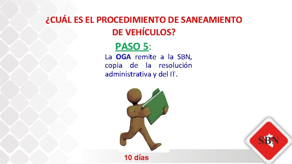 ¿CUÁL ES EL PROCEDIMIENTO DE SANEAMIENTO DE VEHÍCULOS? PASO 5: La OGA remite a