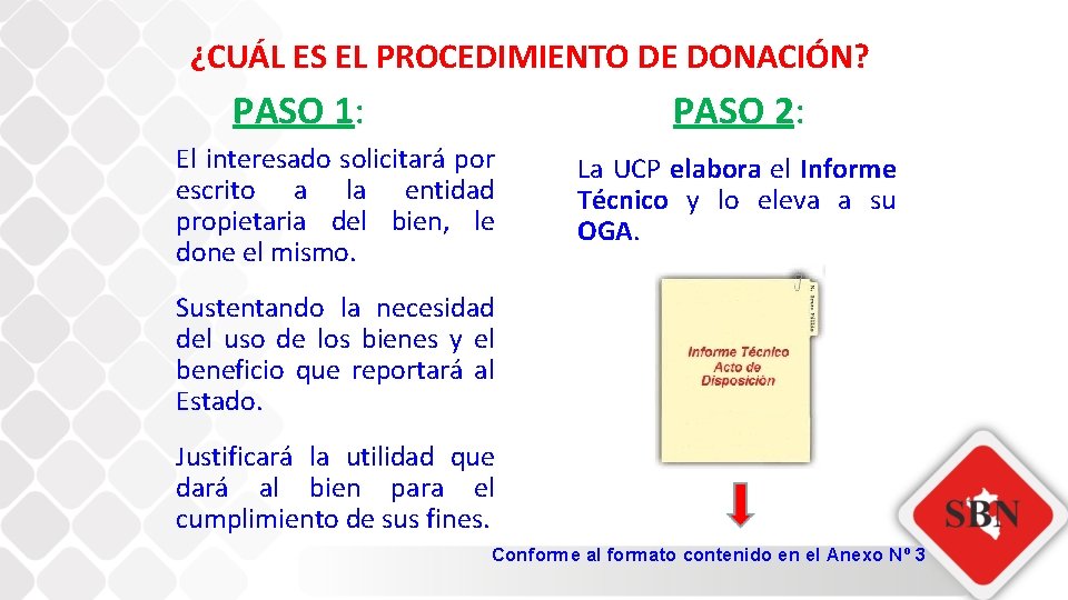 ¿CUÁL ES EL PROCEDIMIENTO DE DONACIÓN? PASO 2: PASO 1: El interesado solicitará por