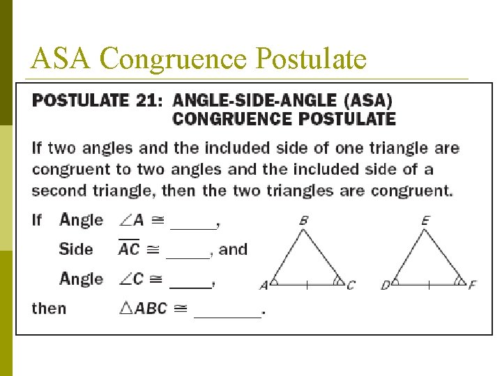 ASA Congruence Postulate 
