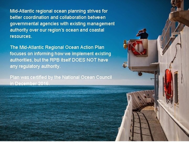 Mid-Atlantic regional ocean planning strives for better coordination and collaboration between governmental agencies with