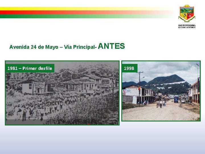 Avenida 24 de Mayo – Vía Principal- ANTES 1981 – Primer desfile 1998 
