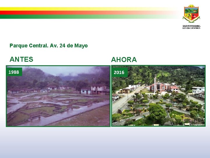 Parque Central. Av. 24 de Mayo ANTES 1988 AHORA 2016 