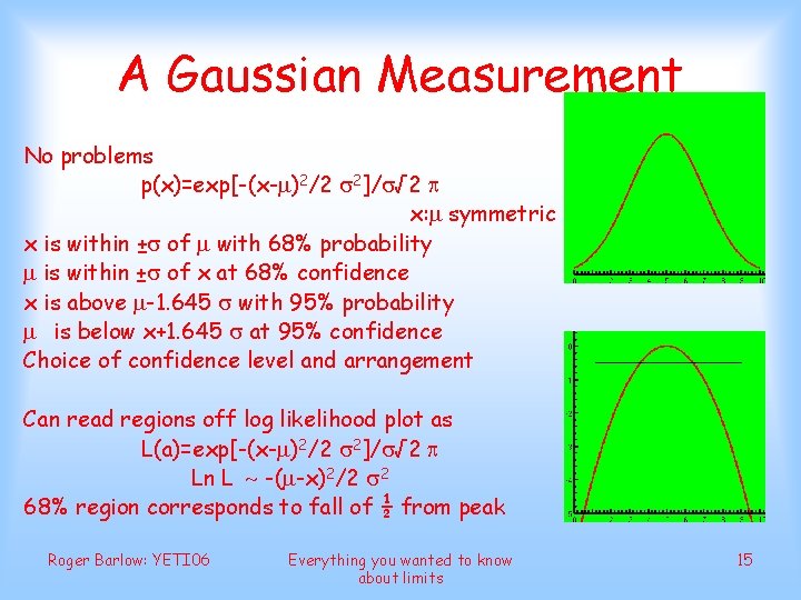 A Gaussian Measurement No problems p(x)=exp[-(x- )2/2 2]/ √ 2 x: symmetric x is