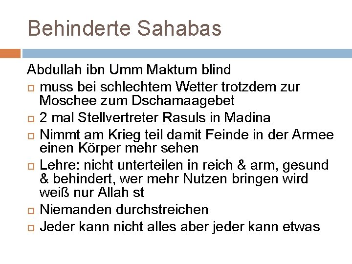 Behinderte Sahabas Abdullah ibn Umm Maktum blind muss bei schlechtem Wetter trotzdem zur Moschee