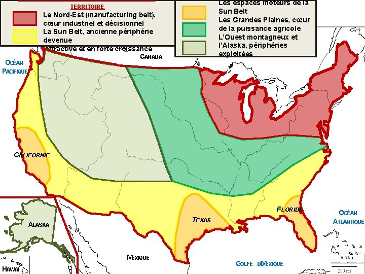 I. DES CONTRASTES DANS L’ORGANISATION DU Les espaces moteurs de la Sun Belt Les