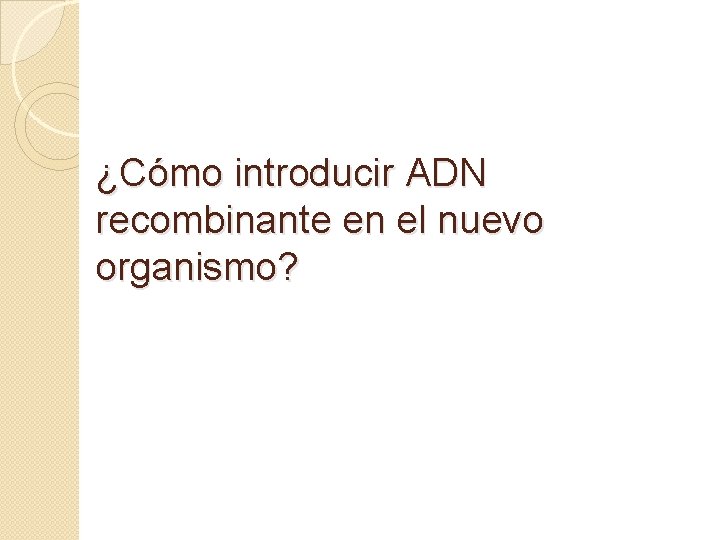 ¿Cómo introducir ADN recombinante en el nuevo organismo? 