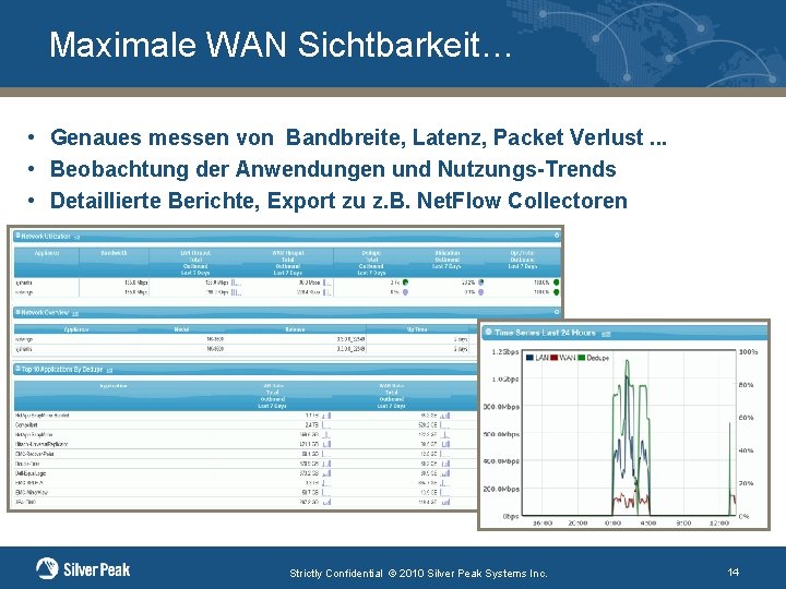 Maximale WAN Sichtbarkeit… • Genaues messen von Bandbreite, Latenz, Packet Verlust. . . •