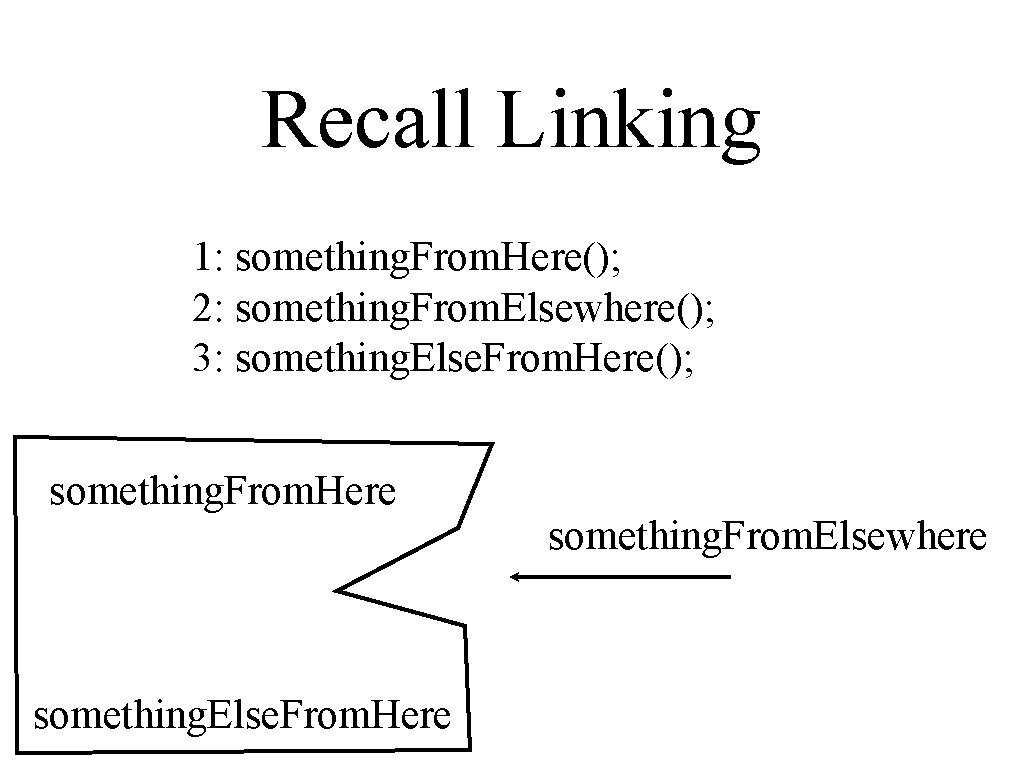 Recall Linking 1: something. From. Here(); 2: something. From. Elsewhere(); 3: something. Else. From.