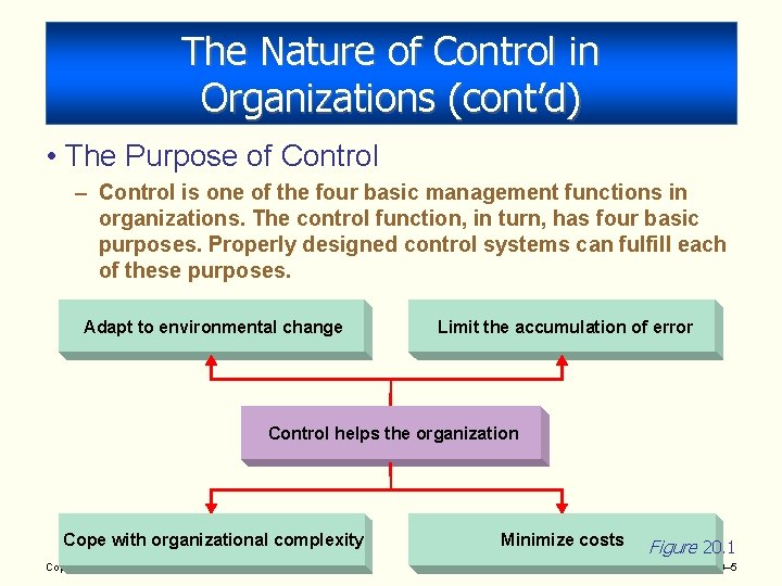 The Nature of Control in Organizations (cont’d) • The Purpose of Control – Control