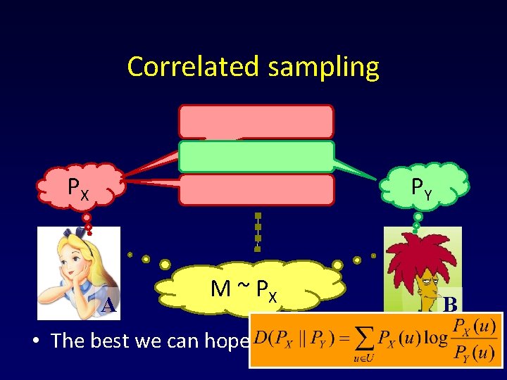 Correlated sampling PY PX A M ~ PX • The best we can hope