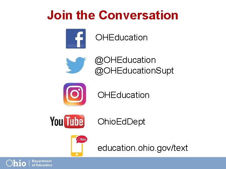 Join the Conversation OHEducation @OHEducation. Supt OHEducation Ohio. Ed. Dept education. ohio. gov/text 