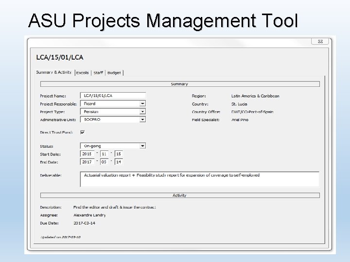 ASU Projects Management Tool 