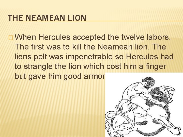 THE NEAMEAN LION � When Hercules accepted the twelve labors, The first was to