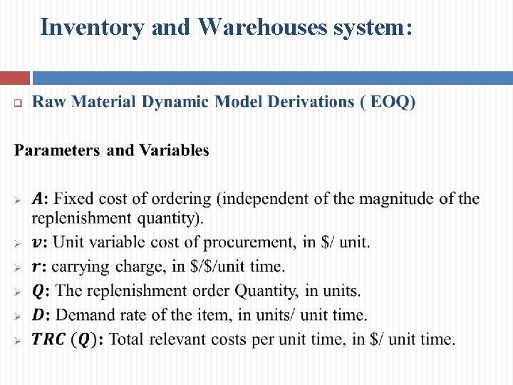 Inventory and Warehouses system: 