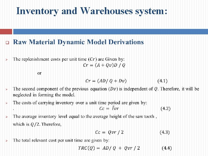 Inventory and Warehouses system: 