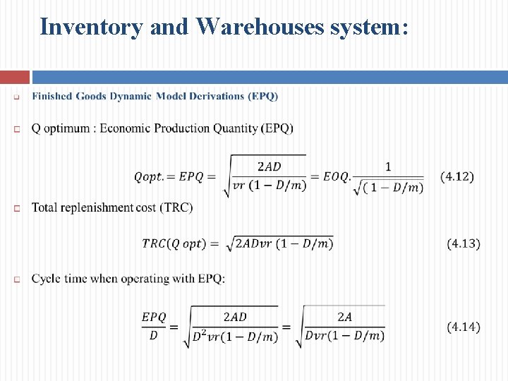 Inventory and Warehouses system: 