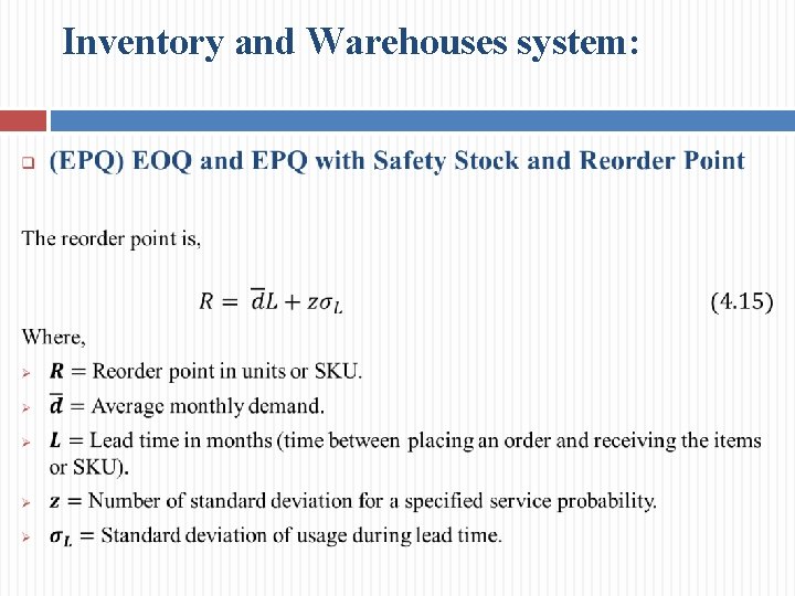 Inventory and Warehouses system: 