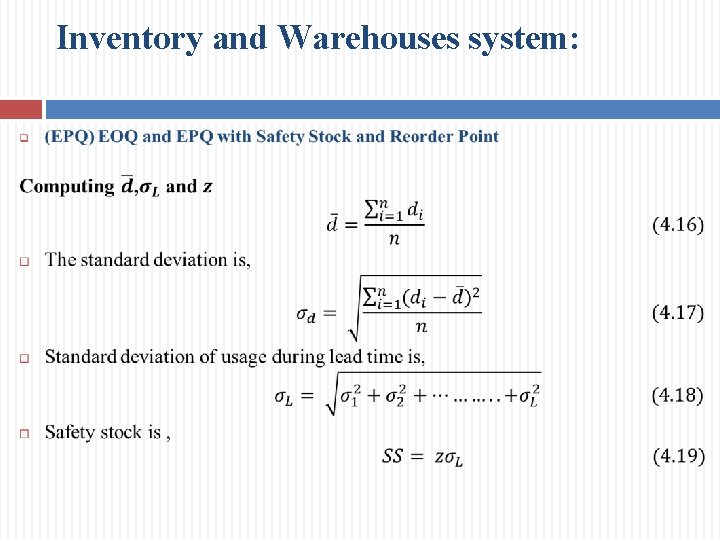 Inventory and Warehouses system: 