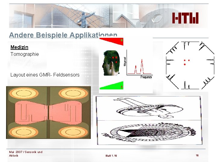 Andere Beispiele Applikationen Medizin Tomographie Layout eines GMR- Feldsensors Mai 2007 / Sensorik und