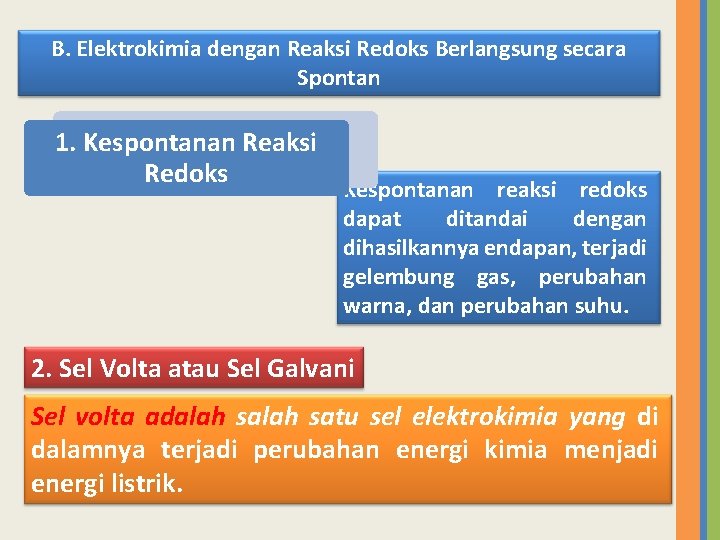 B. Elektrokimia dengan Reaksi Redoks Berlangsung secara Spontan 1. Kespontanan Reaksi Redoks Kespontanan reaksi