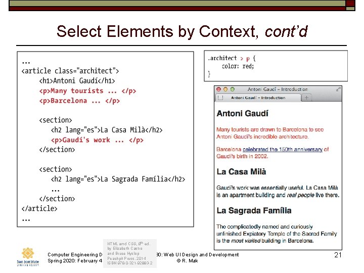 Select Elements by Context, cont’d HTML and CSS, 8 th ed. by Elizabeth Castro