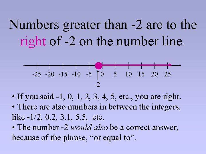 Numbers greater than -2 are to the right of -2 on the number line.