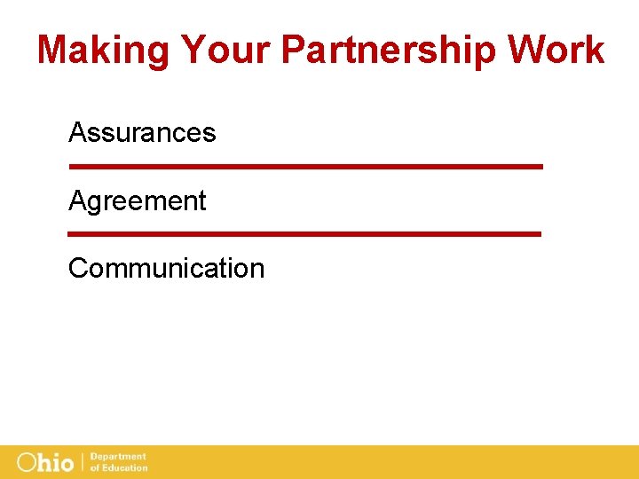 Making Your Partnership Work Assurances Agreement Communication 