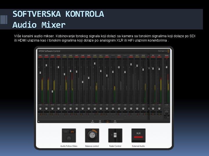 SOFTVERSKA KONTROLA Audio Mixer Više kanalni audio mikser. Kobinovanje tonskog signala koji dolazi sa