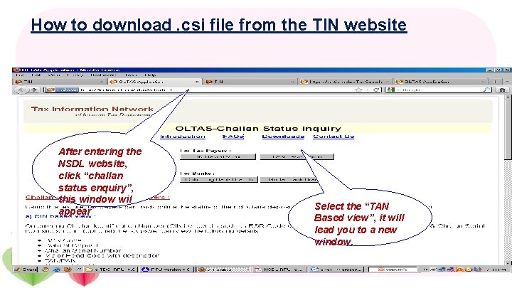 How to download. csi file from the TIN website After entering the NSDL website,
