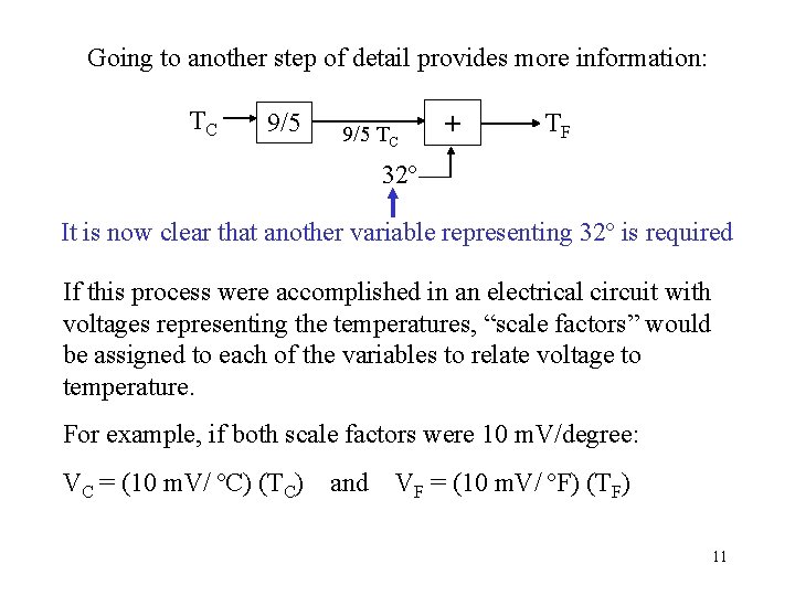 Going to another step of detail provides more information: TC 9/5 TC + TF Going to another step of detail provides more information: TC 9/5 TC + TF