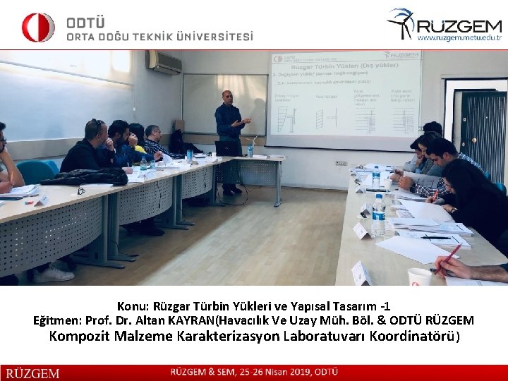 Konu: Rüzgar Türbin Yükleri ve Yapısal Tasarım -1 Eğitmen: Prof. Dr. Altan KAYRAN(Havacılık Ve