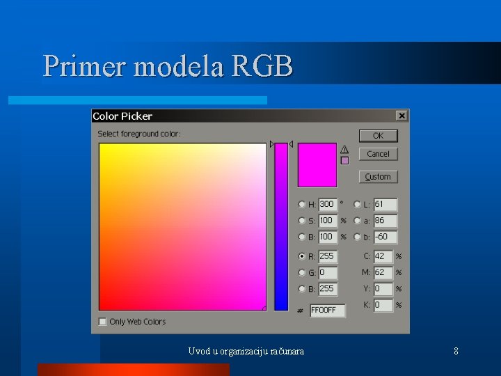 Primer modela RGB Uvod u organizaciju računara 8 