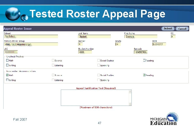 Tested Roster Appeal Page Fall 2007 47 