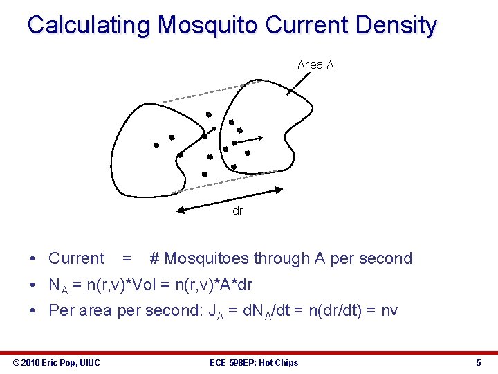 Calculating Mosquito Current Density Area A dr • Current = # Mosquitoes through A