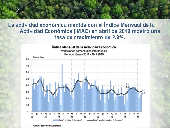 La actividad económica medida con el Índice Mensual de la Actividad Económica (IMAE) en