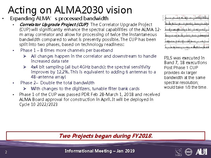 Acting on ALMA 2030 vision Expanding ALMA’s processed bandwidth • • • Correlator Upgrade