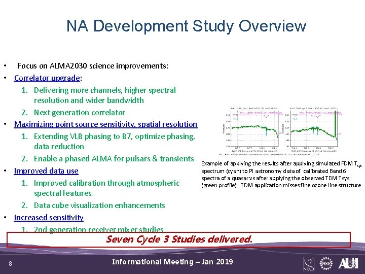 NA Development Study Overview • Focus on ALMA 2030 science improvements: • Correlator upgrade:
